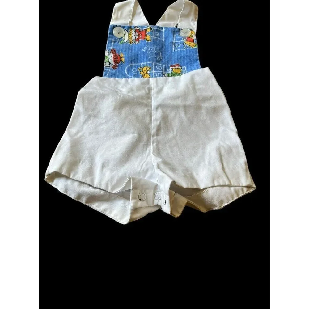 6 Mo Baby Boy Full Zip Lightweight Jacket & Shortalls Shorts Overalls Vtg